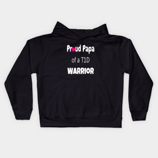 Proud Papa - White Text - Pink Heart Kids Hoodie